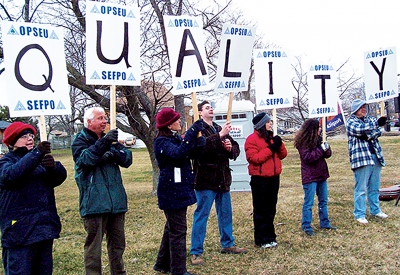 Picketing at St. Clair, during the last time a faculty strike occurred in the Ontario college system.